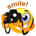Smile Emoticon Photographer Holding a Digital Camera