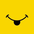 Smile emoticon show tongue mouth on yellow background Royalty Free Stock Photo