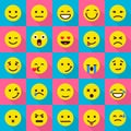 Smile emoticons icons set, flat style Royalty Free Stock Photo