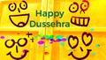 Smile Face Happy Dussehra Illustration Image. Background Is Beautiful Yellow