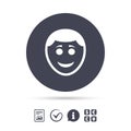 Smile face icon. Smiley with hairstyle symbol. Royalty Free Stock Photo