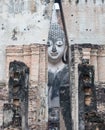 Smile face of the large ancient Buddha statue Royalty Free Stock Photo