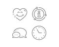 Smile face line icon. Happy emoticon chat sign. Heart face. Vector