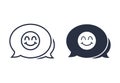 Smile face line icon. Happy emoticon chat sign. Speech bubble symbol. Quality design element. Linear style smile face