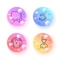Smile face, Share and Employees handshake minimal line icons. For web application, printing. Vector