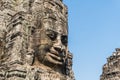 Smile face stone bayon temple in angkor thom siem reap cambodia Royalty Free Stock Photo