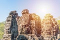 Smile face stone at bayon temple in angkor thom siem reap cambodia Royalty Free Stock Photo