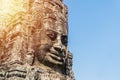 Smile face stone at bayon temple in angkor thom siem reap cambodia
