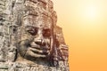 Smile face stone at bayon temple in angkor thom siem reap cambodia Royalty Free Stock Photo