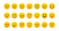 Smile face vector icons, emoji set isolated on white background, different emotions Royalty Free Stock Photo