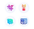 Smile face, Winner medal and Chemistry dna icons set. Bitcoin atm sign. Chat, Ranking star, Chemical formula. Vector