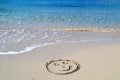 Smile face written in the sand Royalty Free Stock Photo