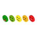 Smile faces scale rating feedback isometric set, isolated vector illustration