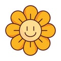 smile flower cartoon retro