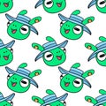 Smile frog head seamless pattern textile print. repeat pattern background design Royalty Free Stock Photo