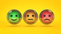 Smile / frown buttons for website. 3d rendering