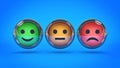 Smile / frown buttons for website. 3d rendering