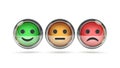 Smile / frown buttons for website. 3d rendering