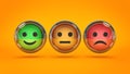 Smile / frown buttons for website. 3d rendering