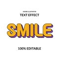 Smile fun comic round yellow purple and line editable adobe illustrator font effect for kids display