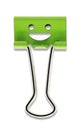 Smile green binder clip isolated