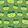 Smile Green Frog Face Pattern Seamless
