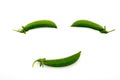 Smile green peas isolated