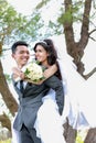 Smile of happiness from romantic newlywed couple Royalty Free Stock Photo