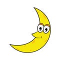 Smile happy moon flat cartoon icon transparent background isolated cute vector