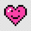 Smile heart. Gaming pixel 8bit. Valentines day.