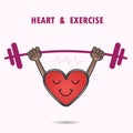 Smile heart shape with the barbell on background