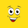 Smile icon design template. Vector smiling emoticon logo on yellow background. Royalty Free Stock Photo