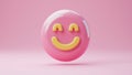 Smile icon isolated on pink background. Happy positive symbol. Cute social media emotion sign. Smiley illustration sign. Banner.
