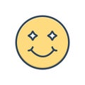 Color illustration icon for Smile, laugh and smirk