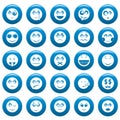 Smile vector icon set blue, simple style Royalty Free Stock Photo
