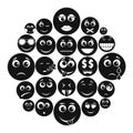 Smile icon set, simple style Royalty Free Stock Photo