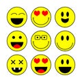 Smile icon set, vector. Emotion icons. Smile icons vector illustration isolated on white background. Royalty Free Stock Photo