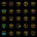 Smile icon set vector neon Royalty Free Stock Photo