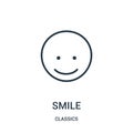 smile icon vector from classics collection. Thin line smile outline icon vector illustration. Linear symbol