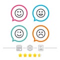 Smile icons. Happy, sad and wink faces. Royalty Free Stock Photo