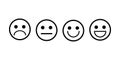 Smile icons vector outline set. Emotions icons for feedback, user experience, customer feedback, voting, review, rate