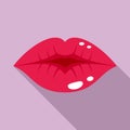 Smile kiss icon, flat style