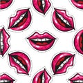 Smile, lips, teeth, mouth, kiss. Seamless background pattern Royalty Free Stock Photo