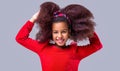 Smile little african american girl. African American girl smile and curly hair. Laughing cute afro girl portrait. Cute Royalty Free Stock Photo