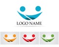Smile logo Health success people care logo and symbols template
