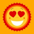Smile lovely sweet cute sun. Vector cute sun symbol. Love sun em