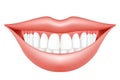 Smile makeover, woman lips and dentition, semiopen mouth with hollywood smile, dental clinic