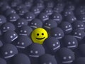 Smile in the middle of grey crowd Royalty Free Stock Photo