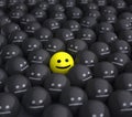 Smile in the middle of grey crowd Royalty Free Stock Photo