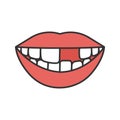 Smile with missing tooth color icon Royalty Free Stock Photo
